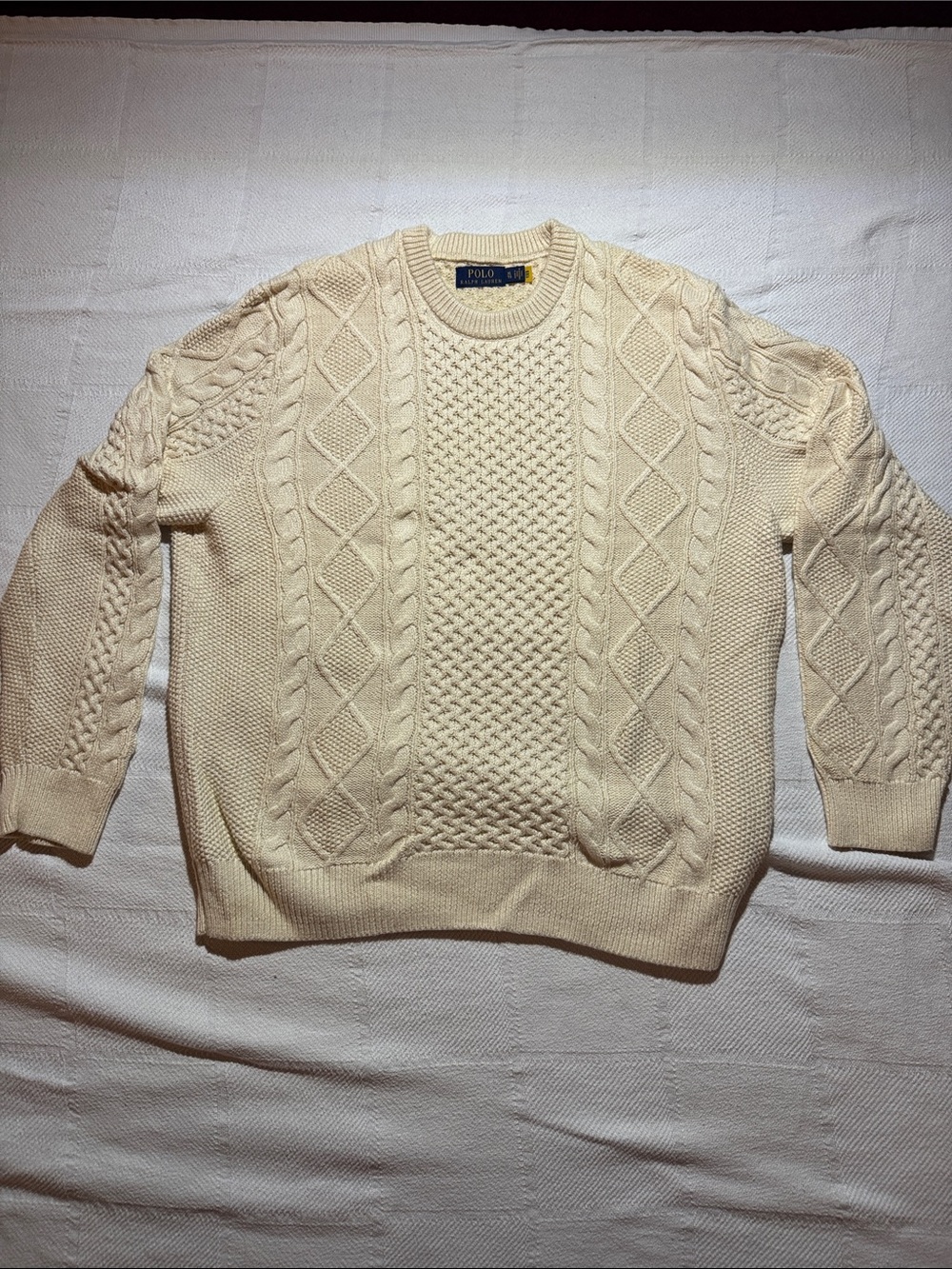 Polo by Ralph Lauren XL Cream Cable Crewneck Fishernans Sweater